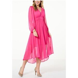 Jessica Simpson Cabaret Bonita Womens Pink Flowy Asymmetrical Midi Dress 1X
